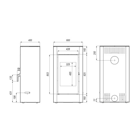 Польська піч на дровах до 90 м² сталева Defro Home SOLUM TOP золота 9 кВт (1150х600х400 мм)