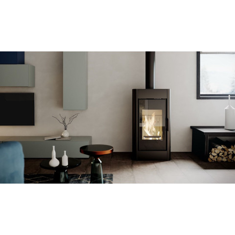 Польська піч на дровах до 90 м² сталева Defro Home SOLUM TOP золота 9 кВт (1150х600х400 мм)