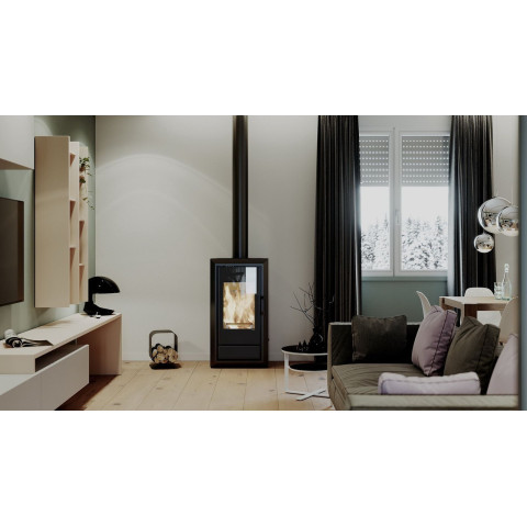 Польська піч на дровах до 90 м² сталева Defro Home IGNIS чорна 9 кВт (1139х600х398 мм)