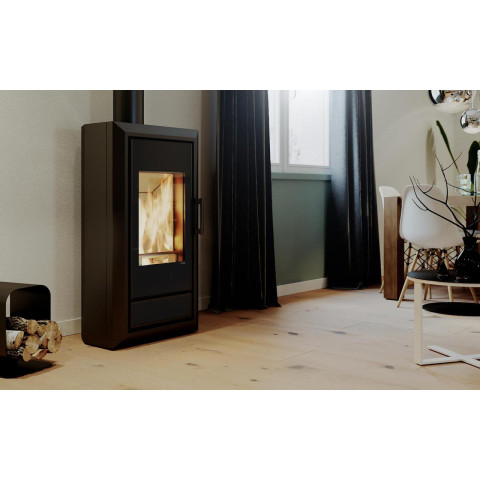 Польська піч на дровах до 90 м² сталева Defro Home IGNIS чорна 9 кВт (1139х600х398 мм)
