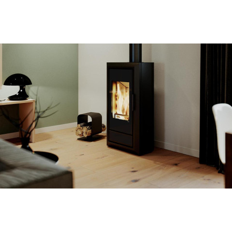 Польська піч на дровах до 90 м² сталева Defro Home IGNIS чорна 9 кВт (1139х600х398 мм)