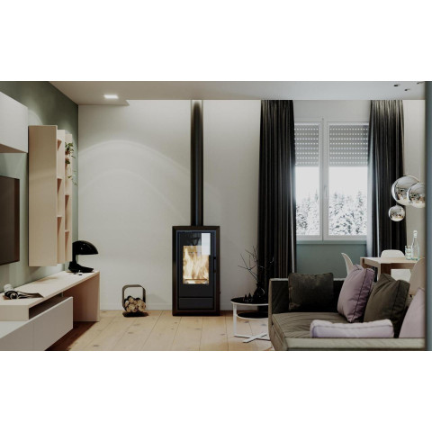 Польська піч на дровах до 90 м² сталева Defro Home IGNIS коричневий 9 кВт (1139х600х398 мм)