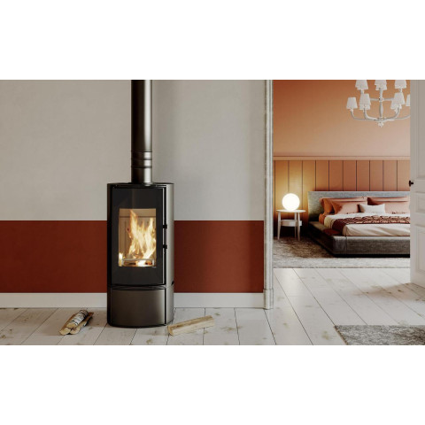 Польська піч на дровах до 90 м² сталева Defro Home ORBIS Білий 9 кВт 1193х576х505 мм