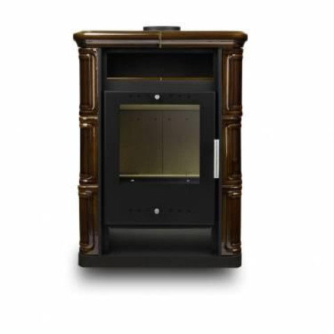 Польська кахельна піч на дровах до 60 м² сталева Nordflam ARTA Brown 6 кВт 650х397х846 мм