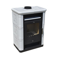 Польська кахельна піч на дровах до 60 м² сталева Nordflam ARTA White 6 кВт 650х397х846 мм