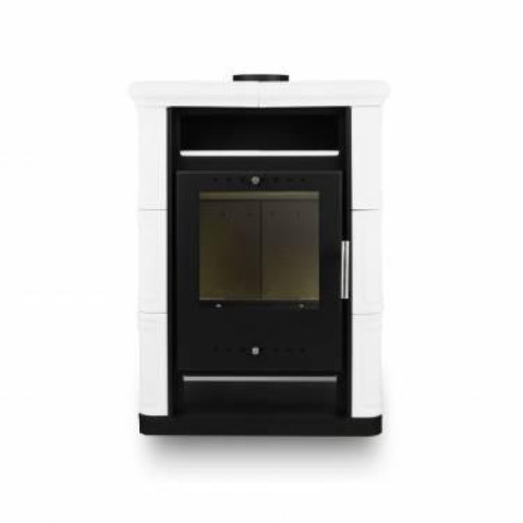 Польська кахельна піч на дровах до 60 м² сталева Nordflam ARTA White 6 кВт 650х397х846 мм