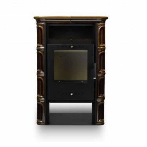 Польська кахельна піч на дровах до 60 м² сталева Nordflam VERA Brown 6 кВт 653х400х956 мм