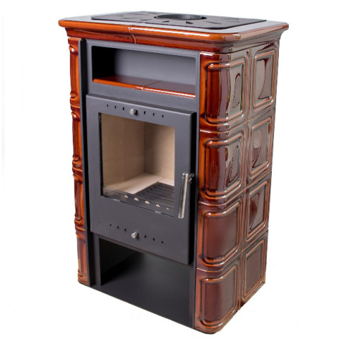 Польська кахельна піч на дровах до 60 м² сталева Nordflam VERA Brown 6 кВт 653х400х956 мм