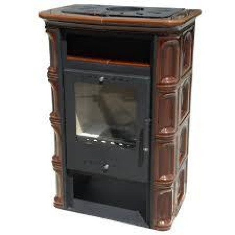 Польська кахельна піч на дровах до 60 м² сталева Nordflam CORIA Brown 6 кВт 653х400х956 мм
