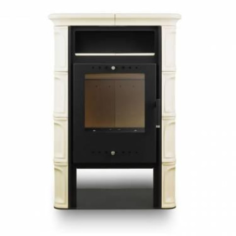 Польська кахельна піч на дровах до 60 м² сталева Nordflam CORIA Cream 6 кВт 653х400х956 мм