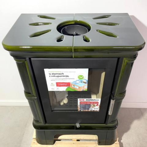 Польська кахельна піч на дровах до 50 м² сталева Nordflam FROVI Green 5 кВт 667х433.9х955 мм