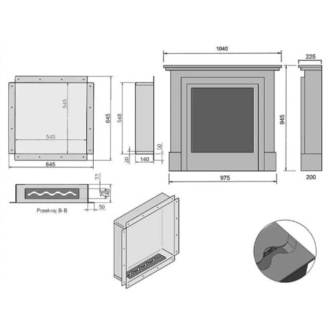 Камінокомплект Kami ANTIQUE Marble 2.3 л (94.5 х 104 х 29.5 см)