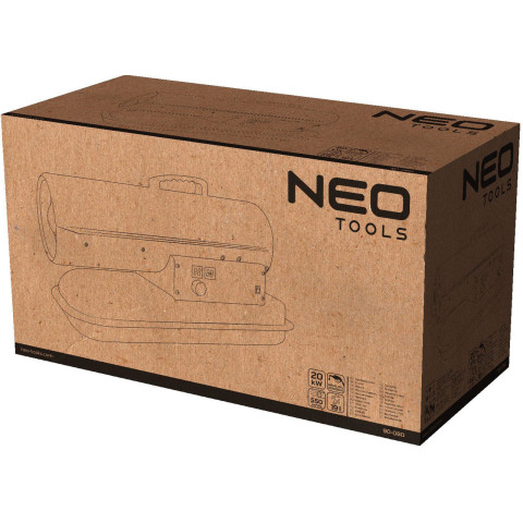 Теплова гармата дизель/гас Neo Tools, прямого нагріву, 20кВт, 300м2, 550м3/год, IPX4, чорний, 14.12кг