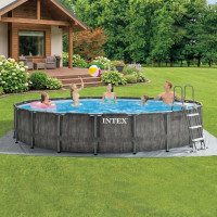 Каркасний басейн Intex 549x122 см круглий з картриджним фільтром 24,3 м³ з драбиною та тентом (26744)