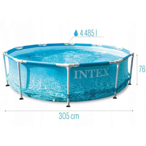 Каркасний басейн Intex 305x76 см круглий для дітей з картриджним фільтром 4,5 м³ морський принт (28208)