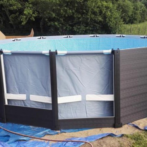 Каркасний басейн Intex 478x124 см круглий з пісочним фільтром 16,8 м³ зі сходами, тентом та підстилкою сайдинг (26384)