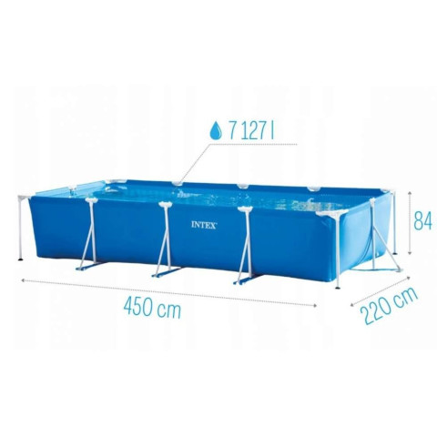 Каркасний басейн Intex 450x220x84 см прямокутний з картриджним фільтром 7,1 м³ (28274)