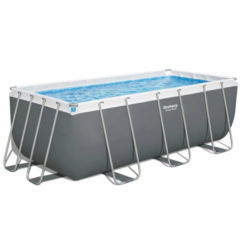 Каркасний басейн Bestway 412x201x122 см прямокутний з пісочним фільтром 8,1 м³ зі сходами та дозатором хлору (56457)
