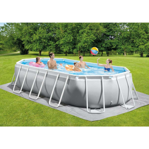 Каркасний басейн Intex 122x503x274 см овальний з картриджним фільтром 13,4 м³ з драбиною та тентом (26796)