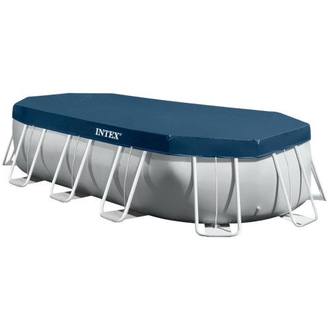 Каркасний басейн Intex 122x503x274 см овальний з картриджним фільтром 13,4 м³ з драбиною та тентом (26796)