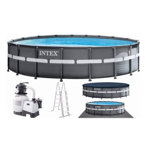Каркасний басейн Intex 542x132 см круглий з піщаним фільтром 26,4 м³ з драбиною та тентом (26330)