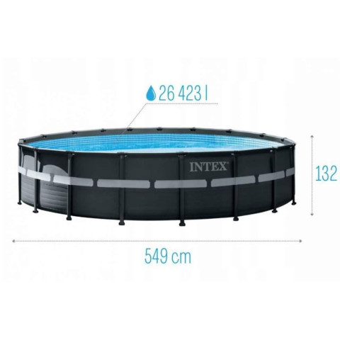 Каркасний басейн Intex 542x132 см круглий з піщаним фільтром 26,4 м³ з драбиною та тентом (26330)