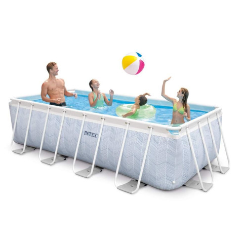 Каркасний басейн Intex 400x200x100 см прямокутний з картриджним фільтром 6,8 м³ зі сходами Chevron (26780)
