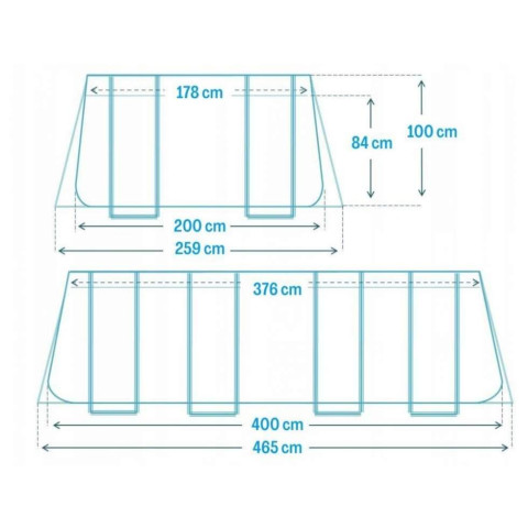 Каркасний басейн Intex 400x200x100 см прямокутний з картриджним фільтром 6,8 м³ зі сходами Chevron (26780)