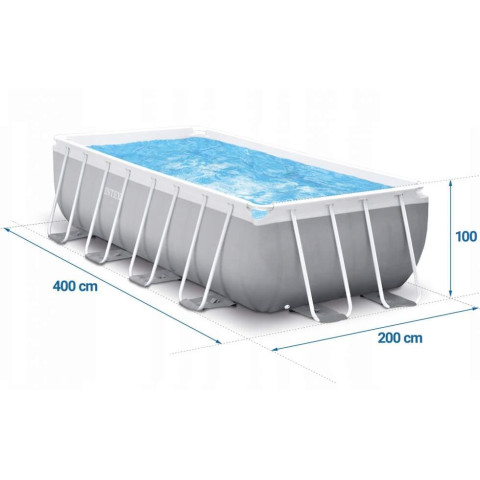Каркасний басейн Intex 100x400x200 см прямокутний з картриджним фільтром 6,8 м³ з драбиною (26788)