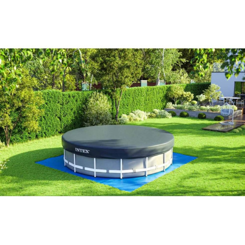 Каркасний басейн Intex 427x107 см круглий з картриджним фільтром 12,7 м³ з драбиною та тентом (26720)