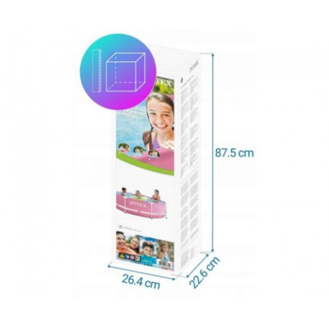 Каркасний басейн Intex 244x76 см круглий для дітей з картриджним фільтром 2,8 м³ розовый (28292)