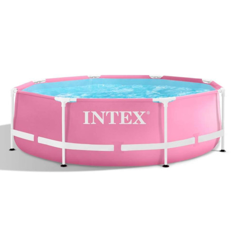 Каркасний басейн Intex 244x76 см круглий для дітей з картриджним фільтром 2,8 м³ розовый (28292)