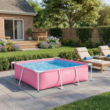 Каркасний басейн Intex 220x150x60 см прямокутний для дітей без фільтра 1,7 м³ рожевий (28266)