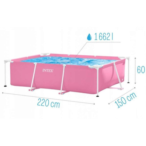 Каркасний басейн Intex 220x150x60 см прямокутний для дітей без фільтра 1,7 м³ рожевий (28266)