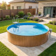 Комплект чеського морозостійкого басейну (460х120 см) Azuro 402 DL колір Wood круглий, лайнер Galaxy 0.35 мм, 28 м³ збірний