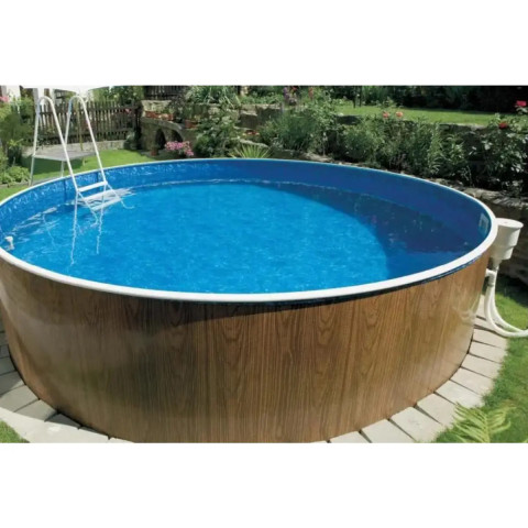 Комплект чеського морозостійкого басейну (460х120 см) Azuro 402 DL колір Wood круглий, лайнер Galaxy 0.35 мм, 28 м³ збірний