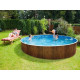 Комплект чеського морозостійкого басейну (550х120 см) Azuro 403 DL колір Wood круглий, лайнер Mosaic 0.3 мм, 28.5 м³ збірний