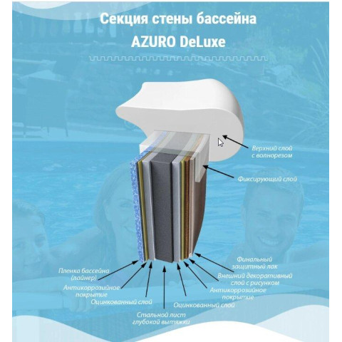 Комплект чеського морозостійкого басейну (550х370х120 см) Azuro Stone овальний, лайнер Lagoon 0.5 мм, 21 м³ металевий збірний