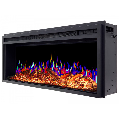 Електрокамін з обігрівом, звуком та пультом ДУ декоративний ArtiFlame AF38 Multicolor чорний вбудований