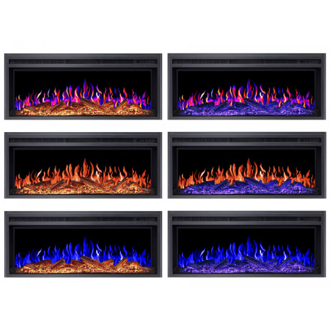 Електрокамін з обігрівом, звуком та пультом ДУ декоративний ArtiFlame AF38 Multicolor чорний вбудований