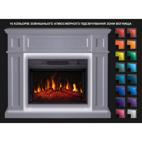 Камінокомплект ArtiFlame Linz AF23S білий з LED підсвічуванням 104 х 87 х 32 см) зі звуком