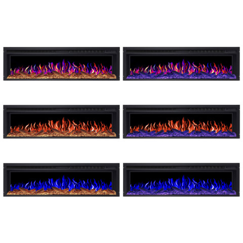 Електрокамін з обігрівом, звуком та пультом ДУ декоративний ArtiFlame AF58 Multicolor чорний вбудований
