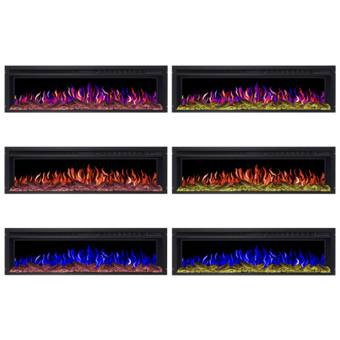 Електрокамін з обігрівом, звуком та пультом ДУ декоративний ArtiFlame AF58 Multicolor чорний вбудований