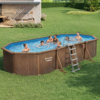 Каркасний басейн Bestway 730x330x130 см прямокутний великий з пісочним фільтром 54,4 м³ зі сходами, тентом та підстилкою (561CW)