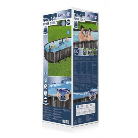 Каркасний басейн Bestway 732 x 366 x 132 см овальний великий з картриджним фільтром 26,1 м³ зі сходами та тентом (561ES)
