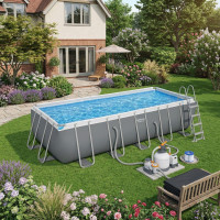 Каркасний басейн Bestway 549x274x132 см прямокутний з пісочним фільтром 14,8 м³ зі сходами та тентом (5619Q)