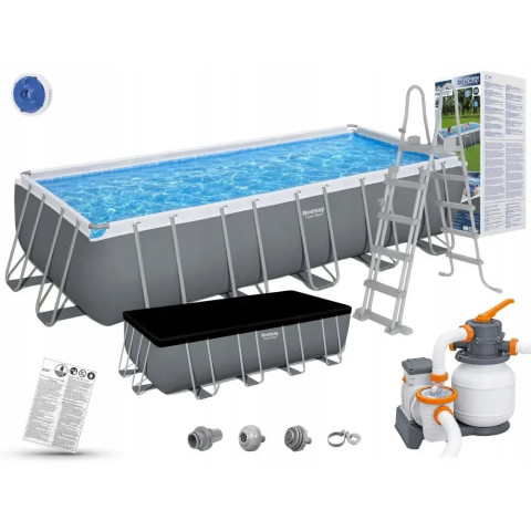 Каркасний басейн Bestway 549x274x132 см прямокутний з пісочним фільтром 14,8 м³ зі сходами та тентом (5619Q)