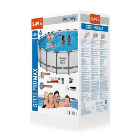 Каркасний басейн Bestway 549x132 см круглий з картриджним фільтром 26,0 м³ з драбиною та тентом (561FJ)