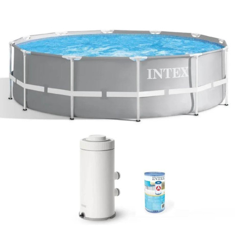 Каркасний басейн Intex 305x99 см круглий з картриджним фільтром 6,5 м³ (26706)