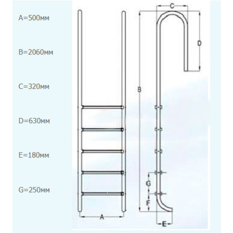 Сходи для басейну Bridge Muro Slim BC - 5 ступенів